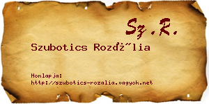 Szubotics Rozália névjegykártya